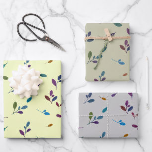 Colored branches/leaves wrapping paper sheet
