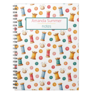 Colored buttons and yarn patterns notebook