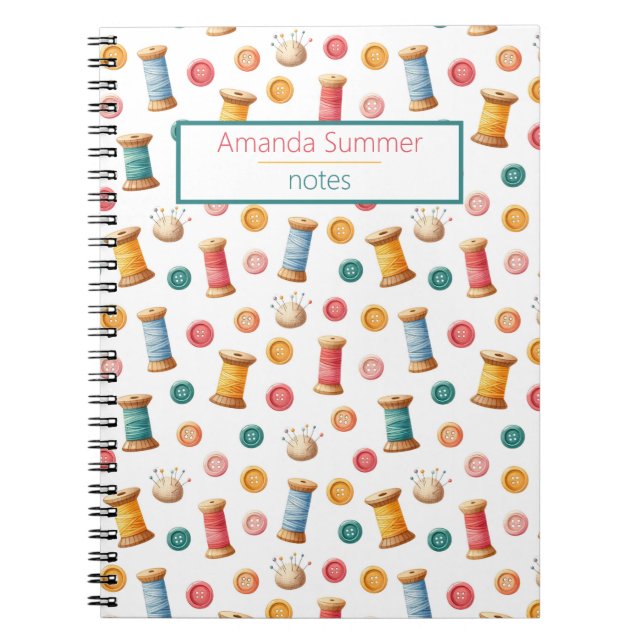 Colored buttons and yarn patterns notebook (Front)