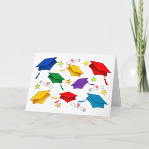 Colored Caps - Graduation Paper Greeting Card