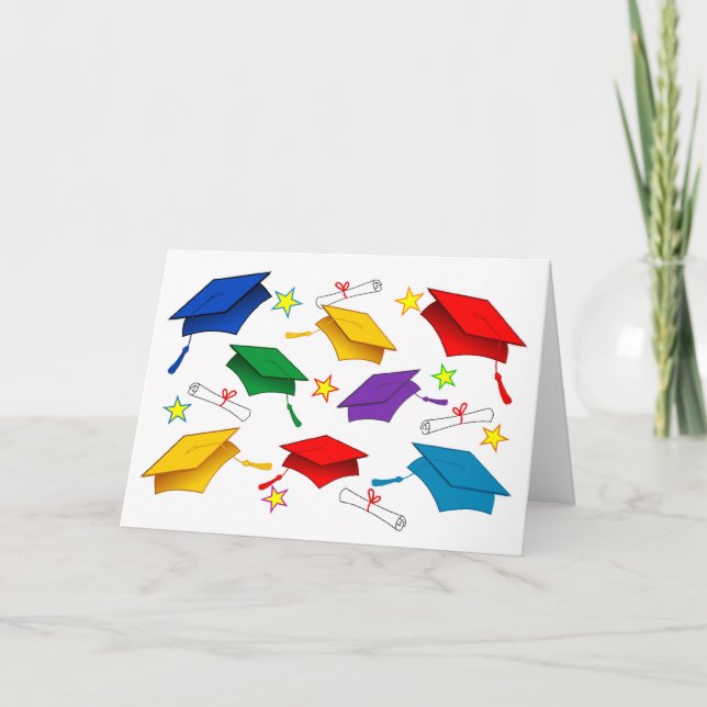 Colored Caps - Graduation Paper Greeting Card (Front)