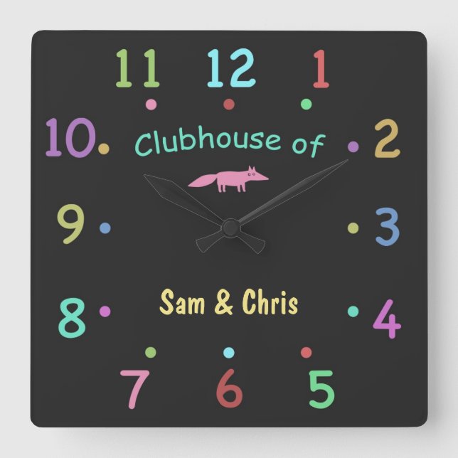 Colored Chalk Custom Clubhouse Clock (Front)