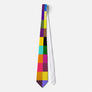Colored Checker Tartan Plaid Abstract Art Tie