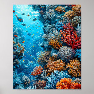 Colored corals in the water poster