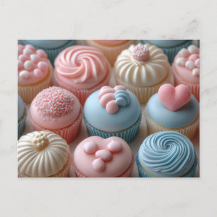 Colored cupcakes with heart Valentine's Day Postcard