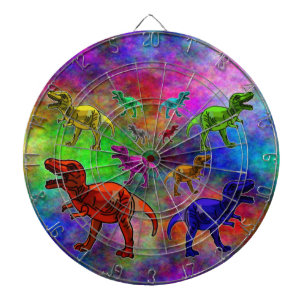 Colored Dinosaurs on Pastel Background Dartboard
