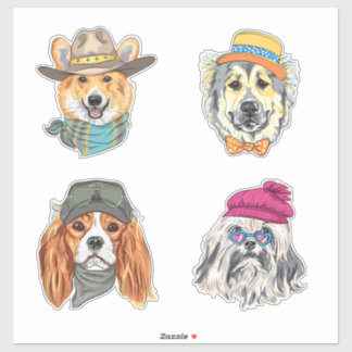 Colored dogs Sticker Large, versatile