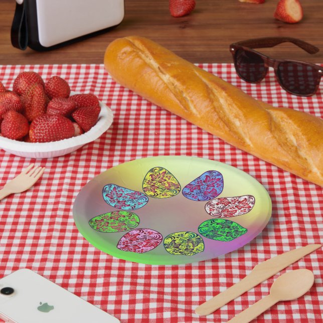 Colored Easter eggs Paper Plate (Picnic)