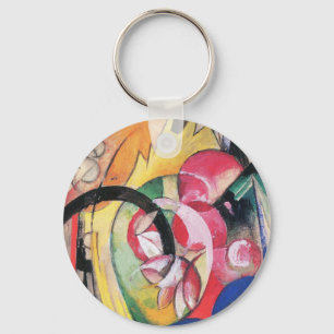 Colored Flowers (aka Abstract Forms) by Franz Marc Key Ring