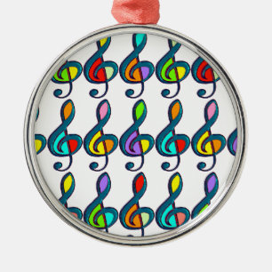 colored G clef music notes pattern Metal Tree Decoration
