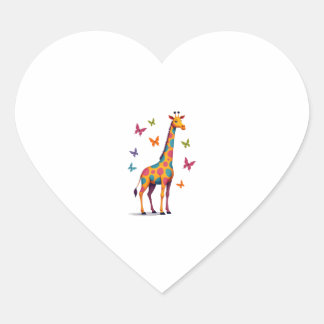 colored giraffe colorful butterflies giraffe Lover Heart Sticker