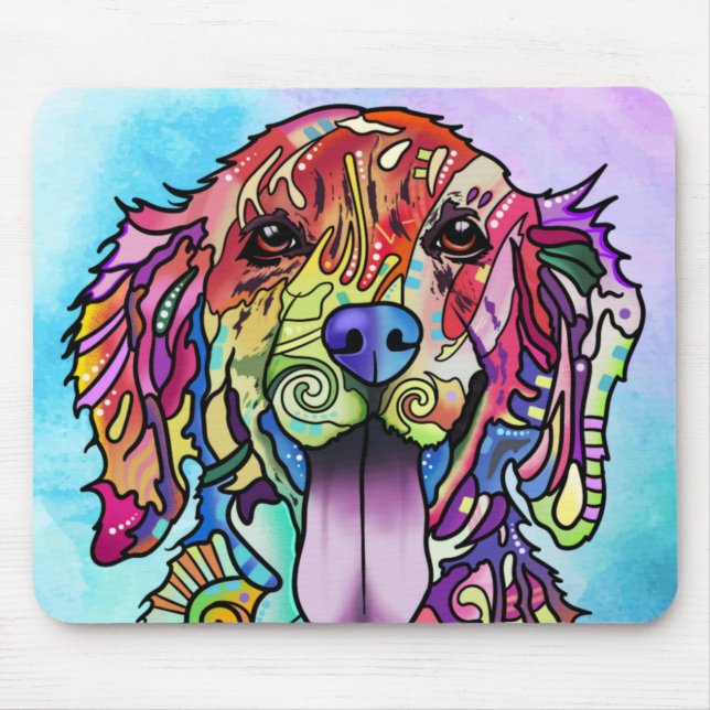 Colored happy dog mouse mat (Front)