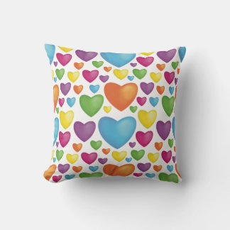 colored hearts cushion