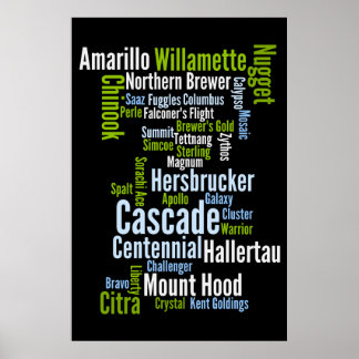 Colored Hop Varieties Poster