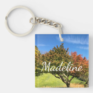 Colored Maple Tree in Autumn Key Ring