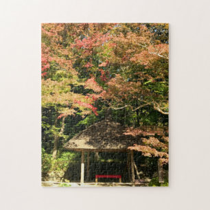 Colored Maple Trees and Rest House Jigsaw Puzzle