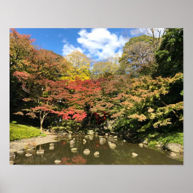 Colored Maple Trees by Pond Poster (Front)
