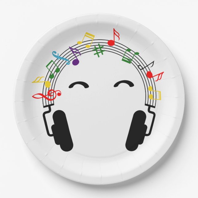 Colored music, bars. Headphones. Paper Plate (Front)