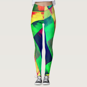 Colored of inclined squares, rectangles, greenish. leggings