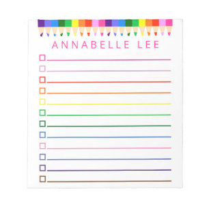 Colored Pencil To Do List Personalize Notepad