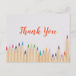 Colored Pencils Thank You Postcard