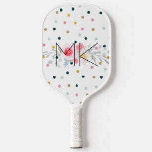 Colored Polka Dot Tote Bag with your Initials Pickleball Paddle