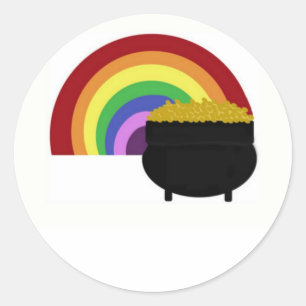 Colored Rainbow And Pot Of Gold Classic Round Sticker
