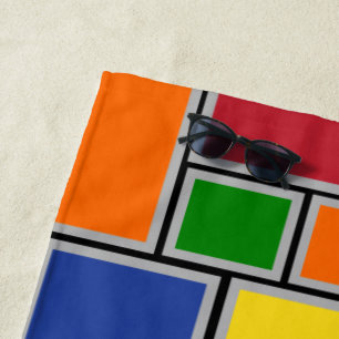 Colored Rectangles Beach Towel