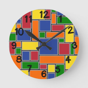 Colored Rectangles  Round Clock