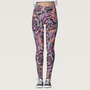 Colored Rose Flower Leggings