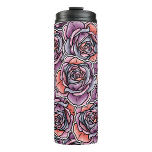 Colored Rose Flower Thermal Tumbler