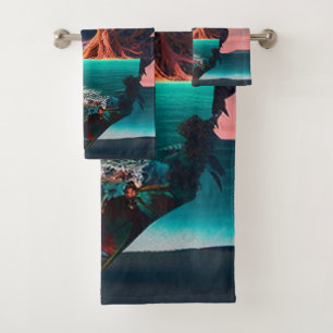 Colored skull head bath towel set