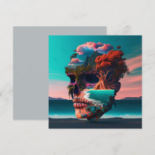 Colored skull head card