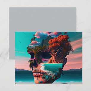Colored skull head card