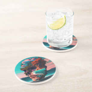 Colored skull head coaster