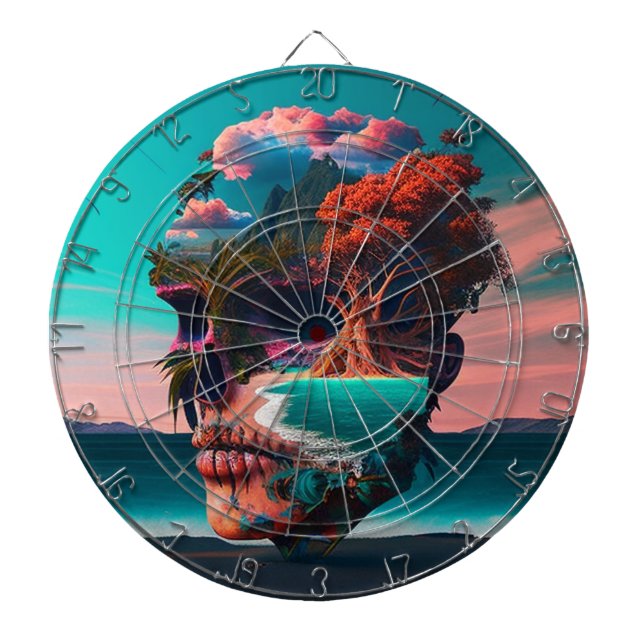 Colored skull head dartboard (Front)