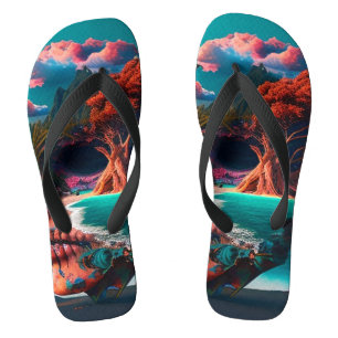 Colored skull head flip flops