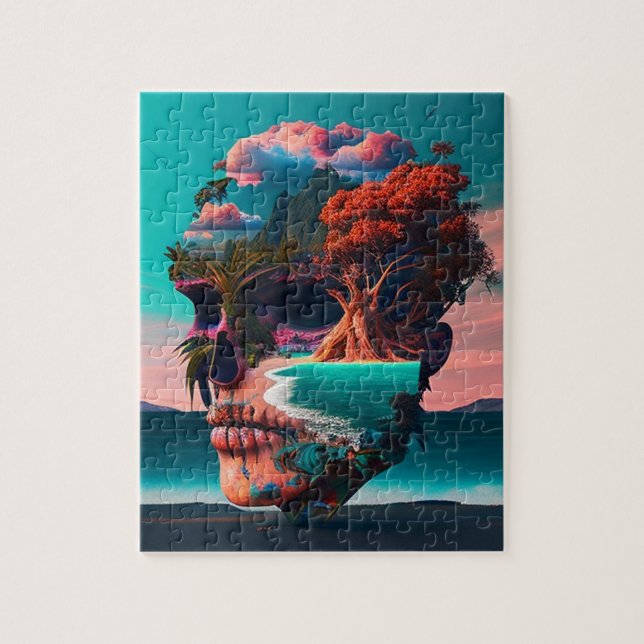 Colored skull head jigsaw puzzle (Vertical)