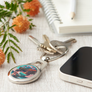 Colored skull head key ring