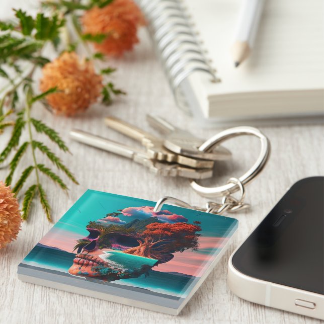 Colored skull head key ring (Front Right)