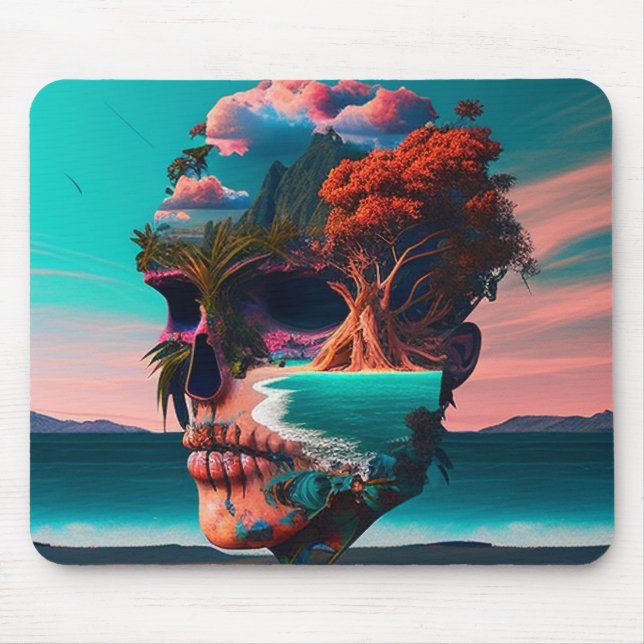 Colored skull head mouse mat (Front)