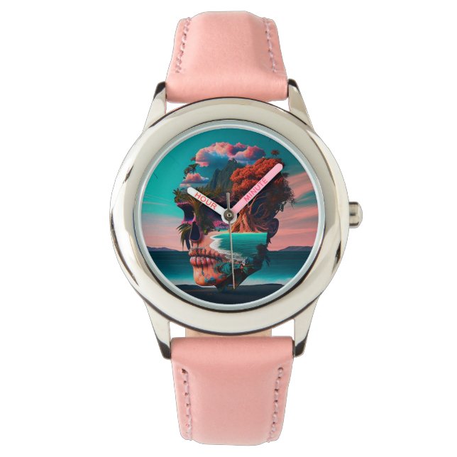 Colored skull head watch (Front)