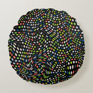 Colored small dots background. Circles wave. Abstr Round Cushion