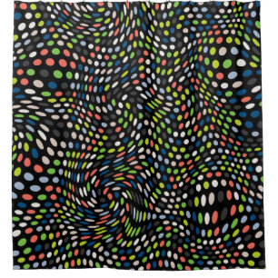 Colored small dots background. Circles wave. Abstr Shower Curtain