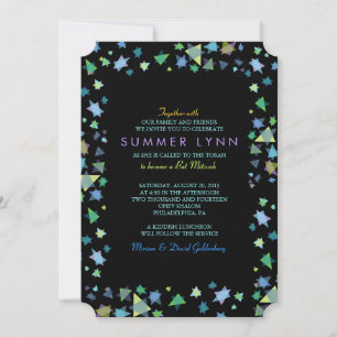 COLORED STARS Bar Bat Mitzvah Invitation