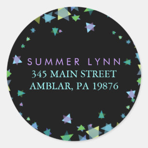 COLORED STARS Bar Bat Mitzvah Sticker lable