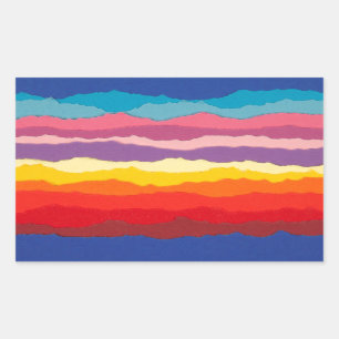 Colored torn paper strip borders. rectangular sticker