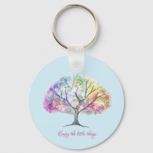 Colored tree watercolors Keychain
