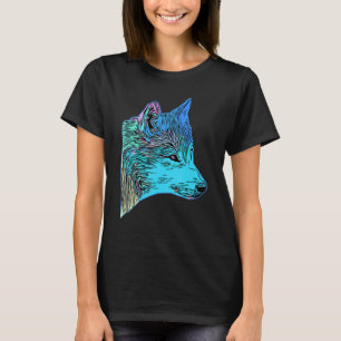 Colored Wolf predator face imprint wild animal T-Shirt
