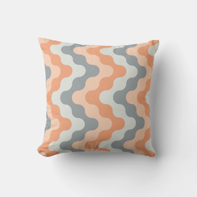 Colored zigzags (salmon and gray) cushion (Front)